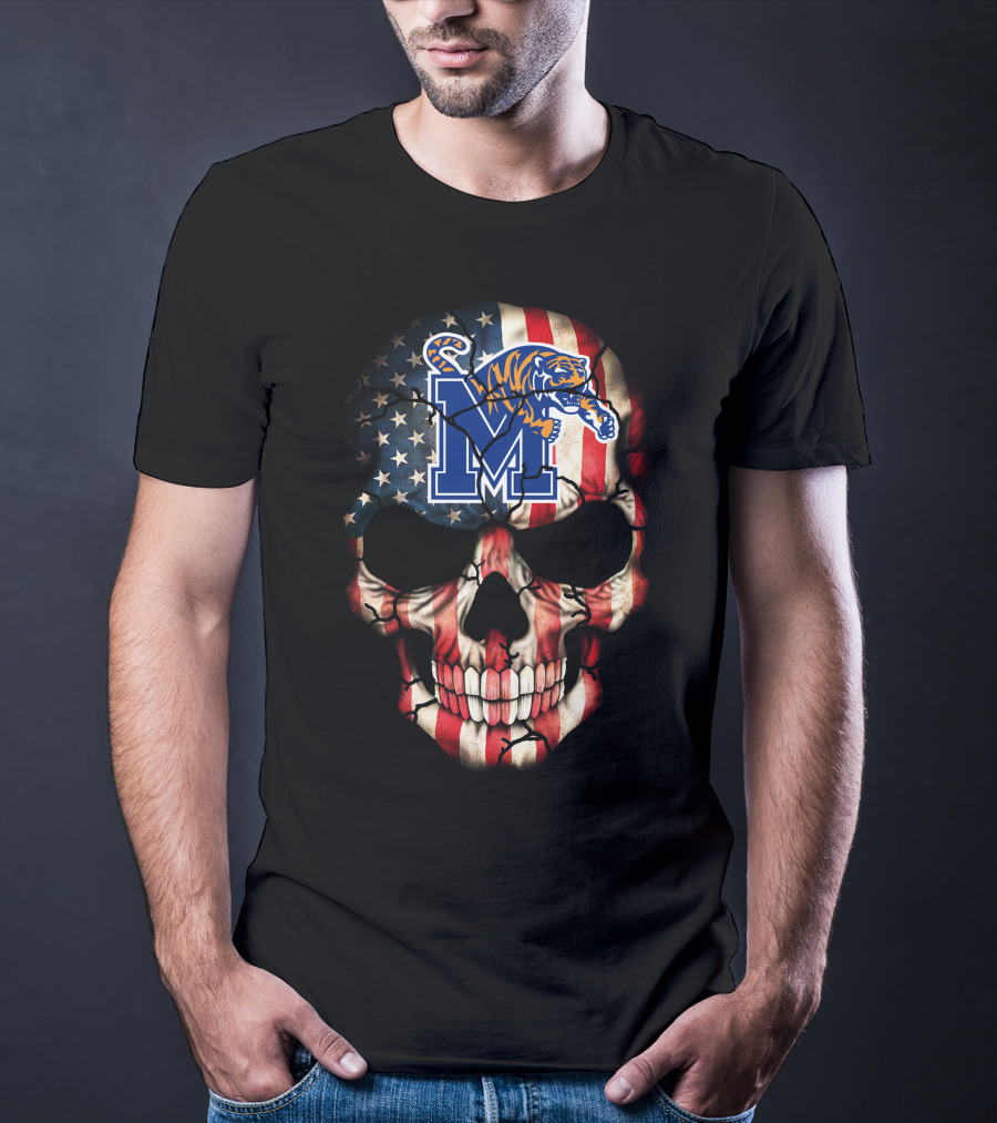 Memphis Tigers American Flag Skull T-Shirt