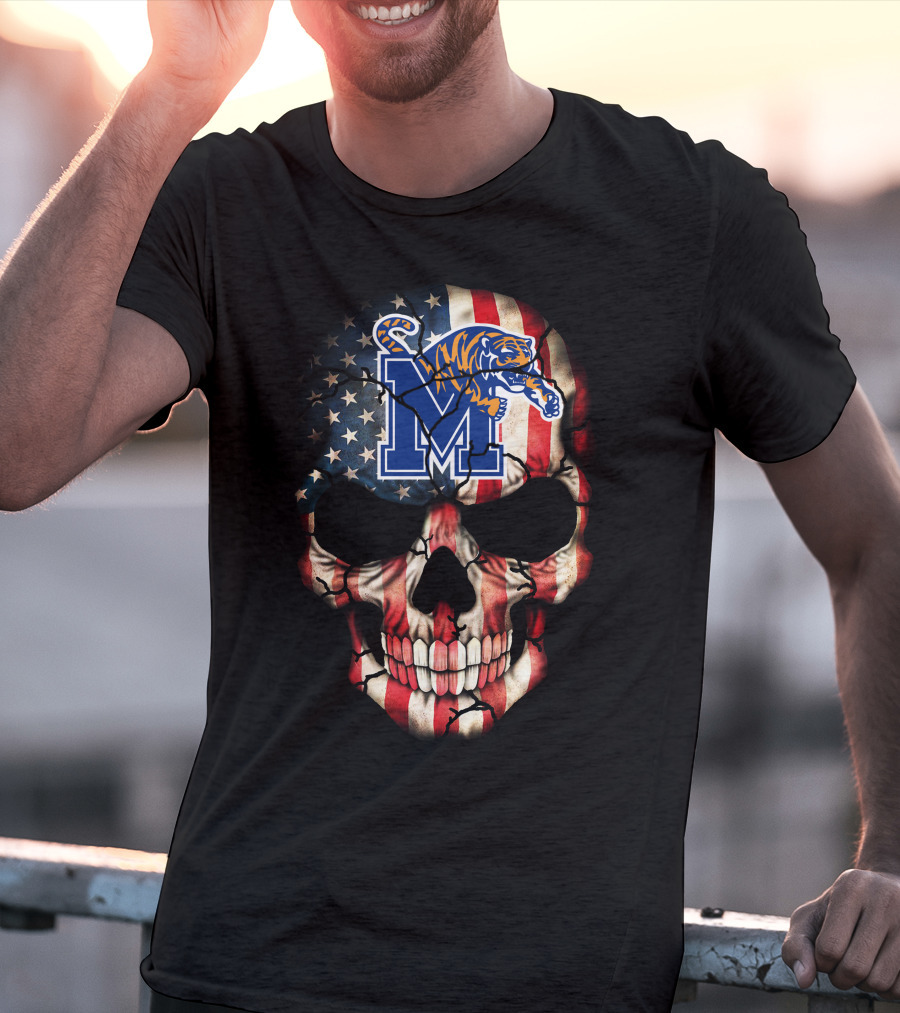 Memphis Tigers American Flag Skull T-Shirt