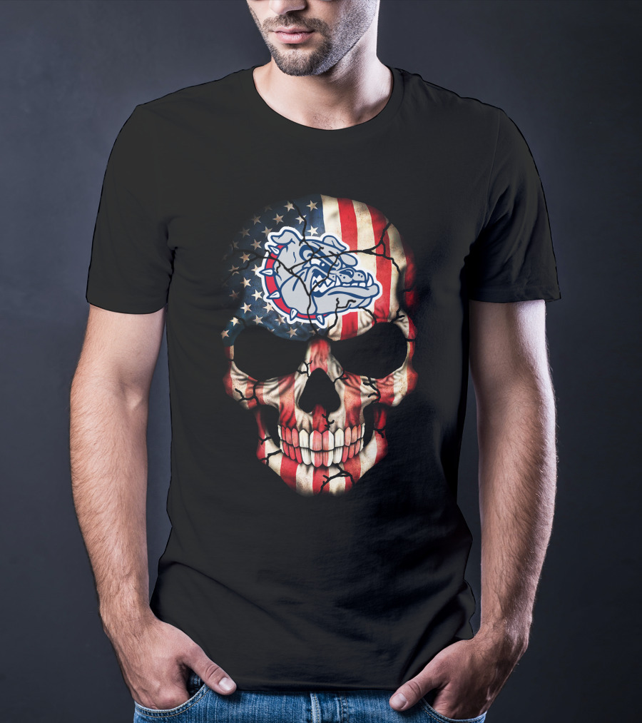 Gonzaga Bulldogs American Flag Skull T-Shirt