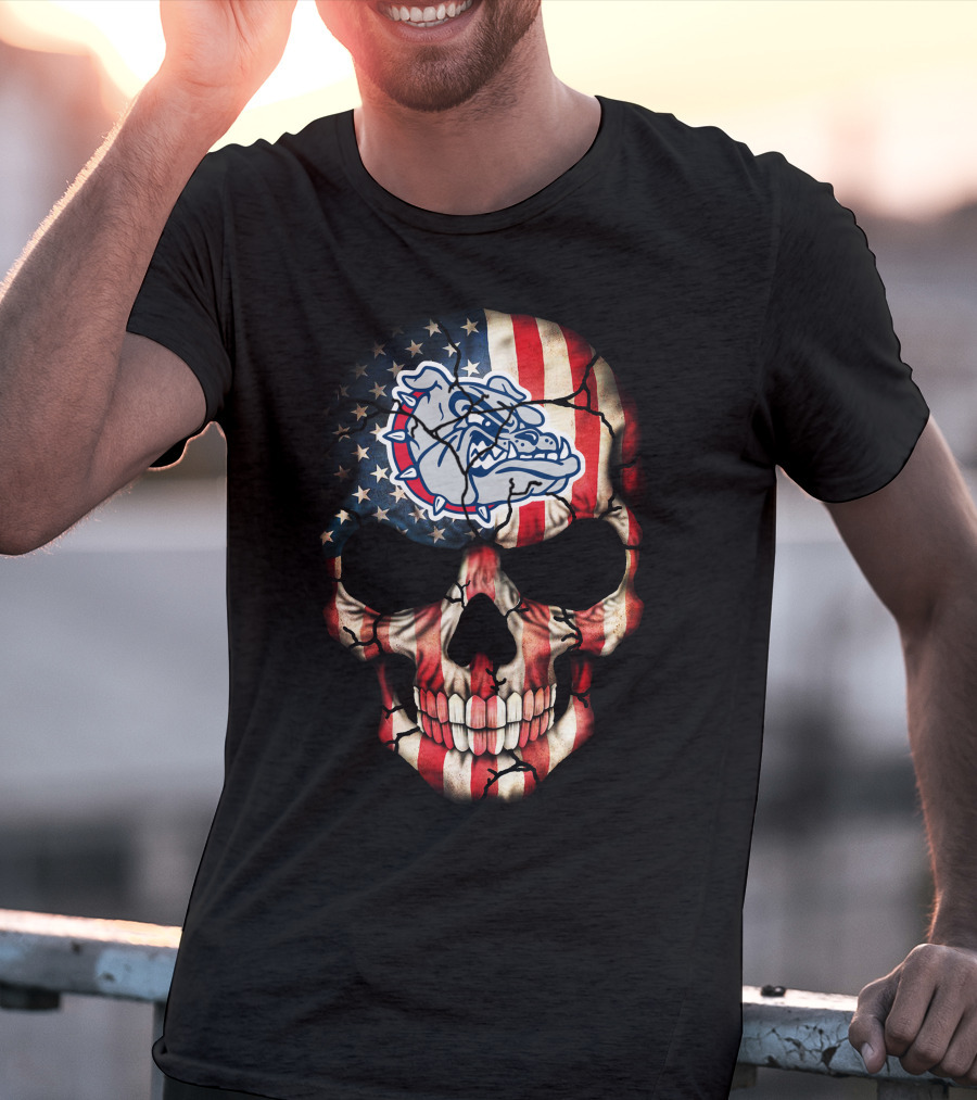 Gonzaga Bulldogs American Flag Skull T-Shirt