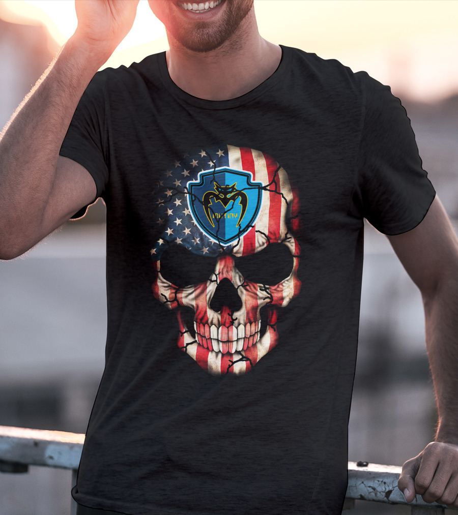 Tampa Bay Mutiny Skull American Flag Blue Shield T-Shirt