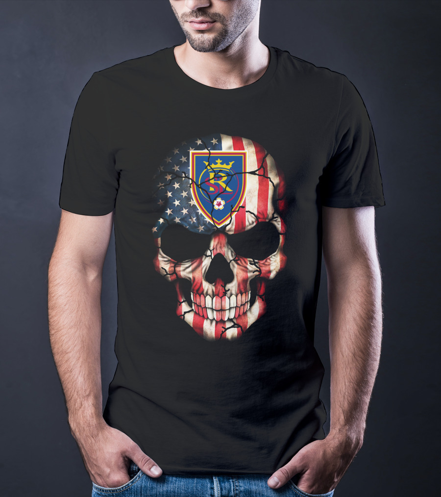 Real Salt Lake American Flag Skull T-Shirt