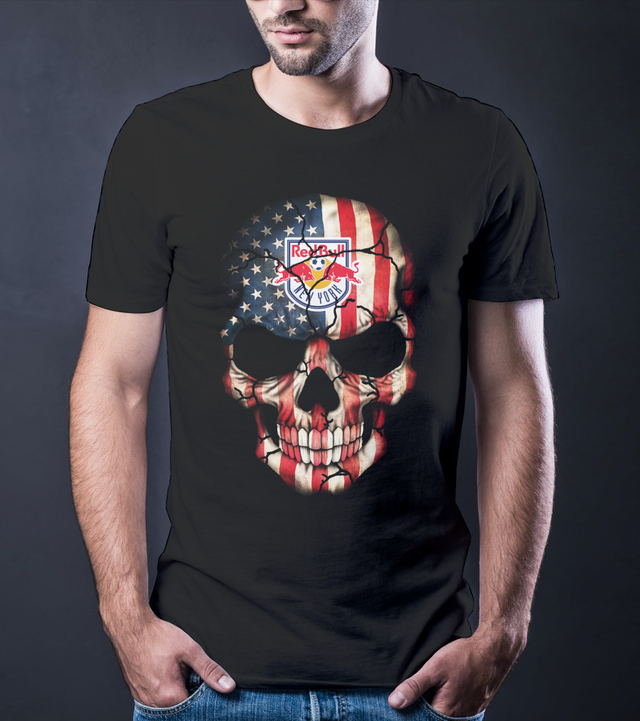 Red Bull New York American Flag Skull T-Shirt