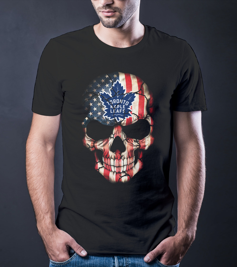 Toronto Maple Leafs American Flag Skull T-Shirt