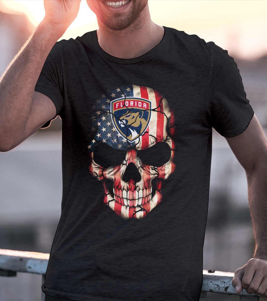 Florida Panthers Skull American Flag T-Shirt