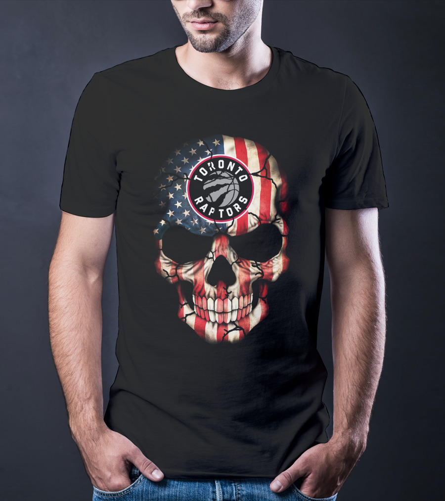 Toronto Raptors American Flag Skull T-Shirt