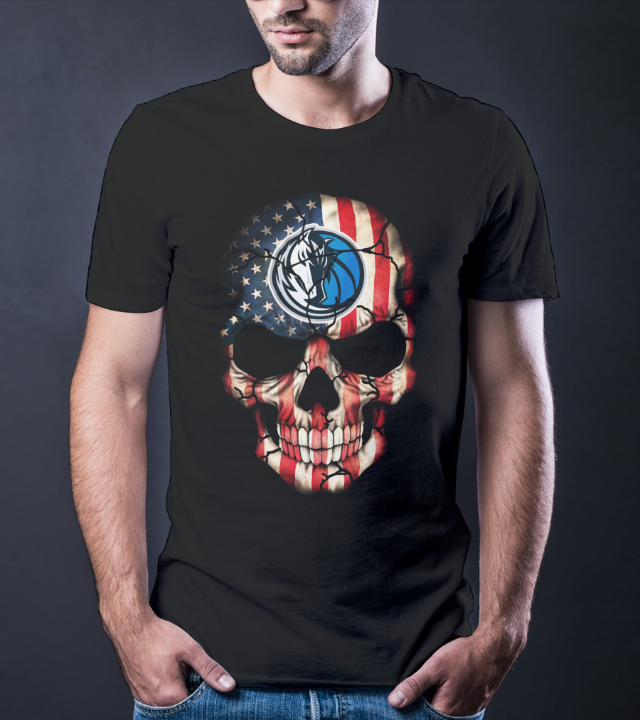 Dallas Mavericks American Flag Skull T-Shirt