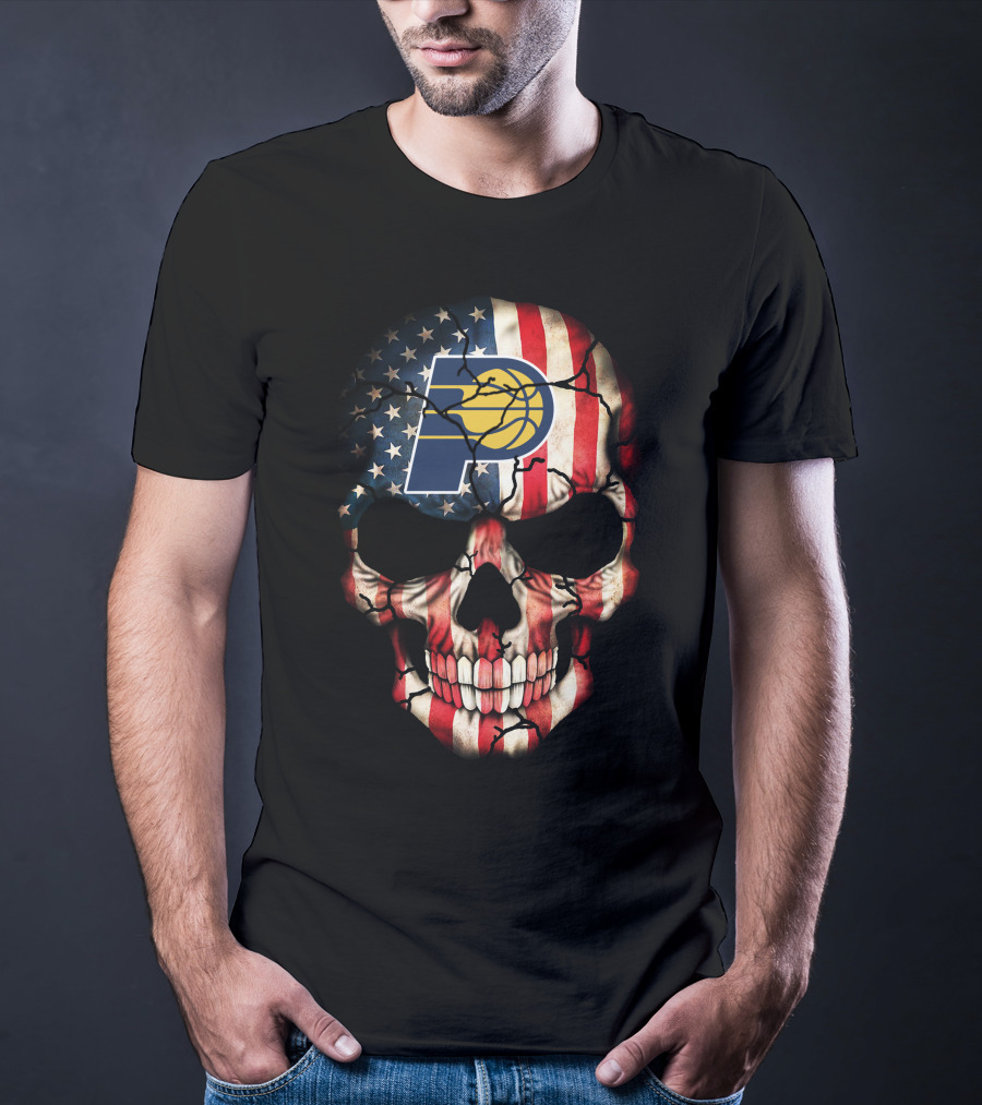 Indiana Pacers American Flag Skull T-Shirt