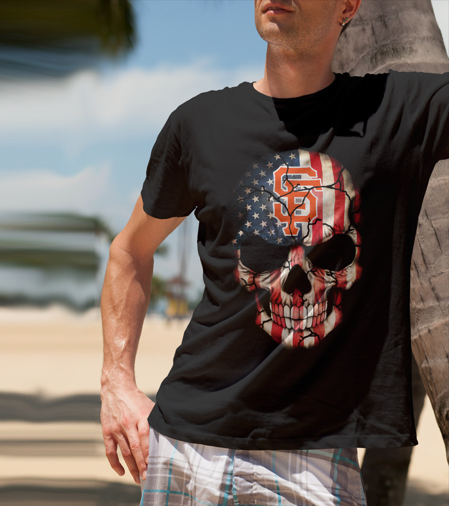 San Francisco Giants American Flag Skull T-Shirt