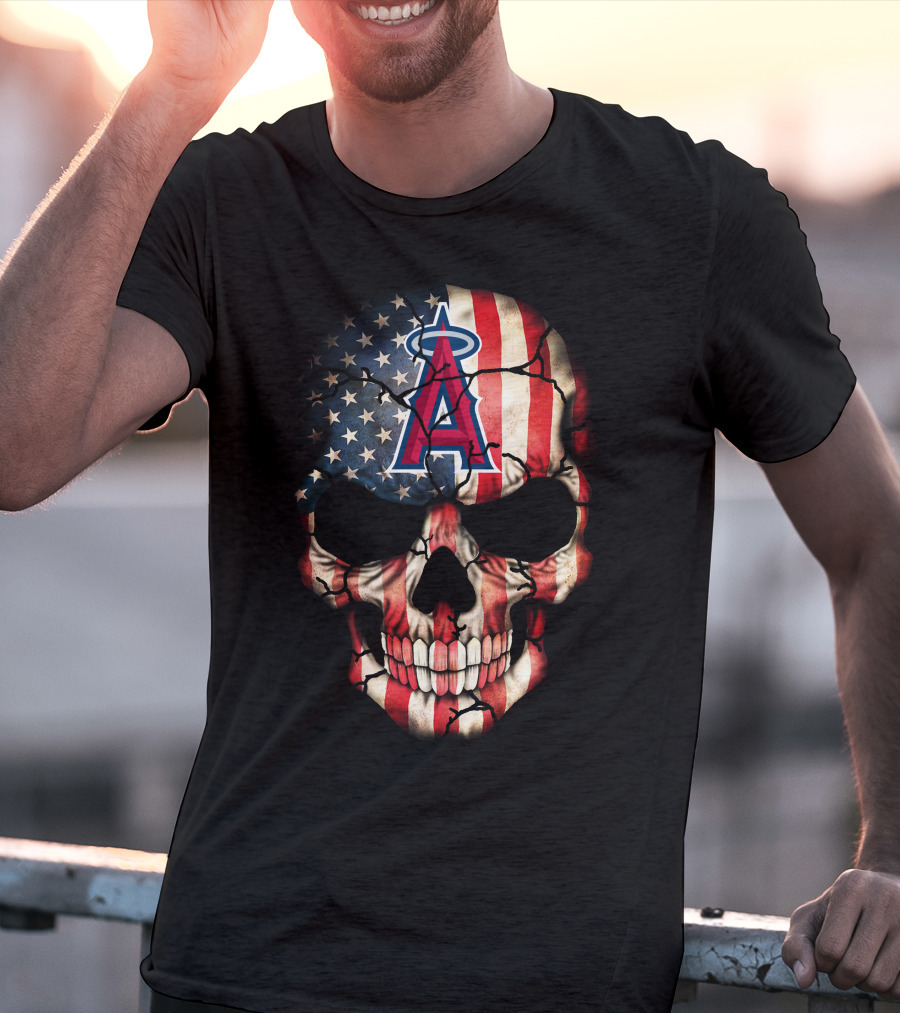 Los Angeles Angels American Flag Skull T-Shirt