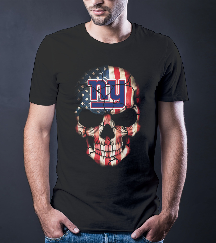 New York Giants American Flag Skull 250 T-Shirt