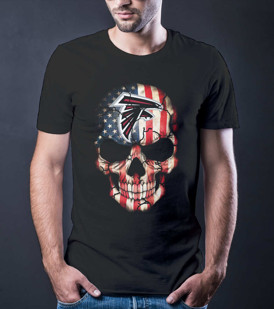 Atlanta Falcons Skull American Flag T-Shirt