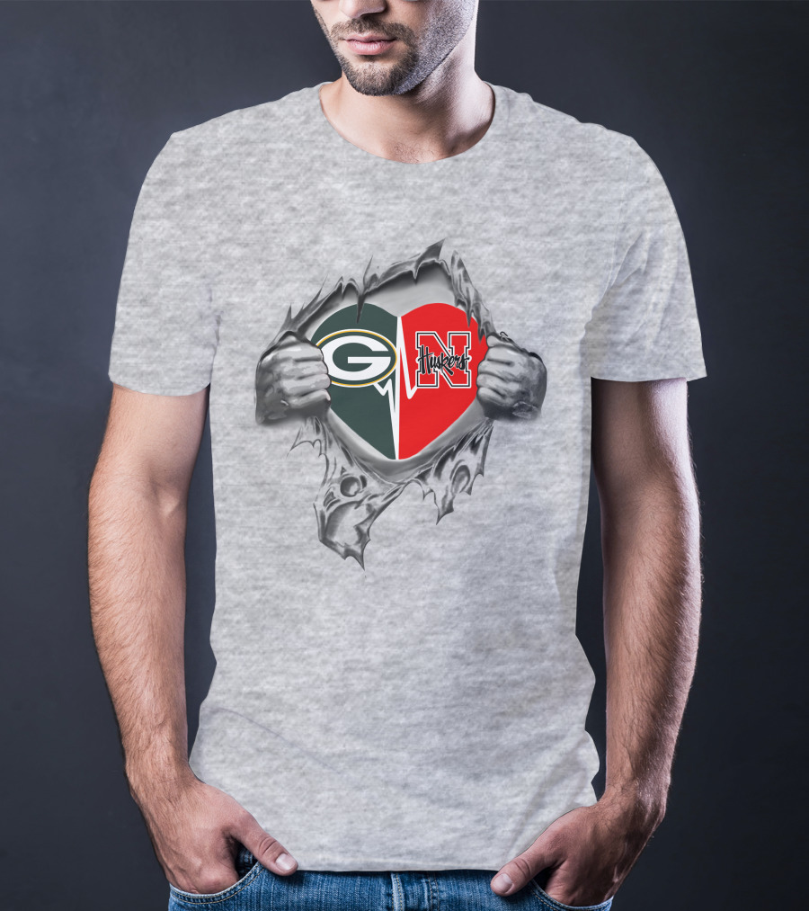 Packers Green Bay Nebraska Cornhuskers Heart T-Shirt