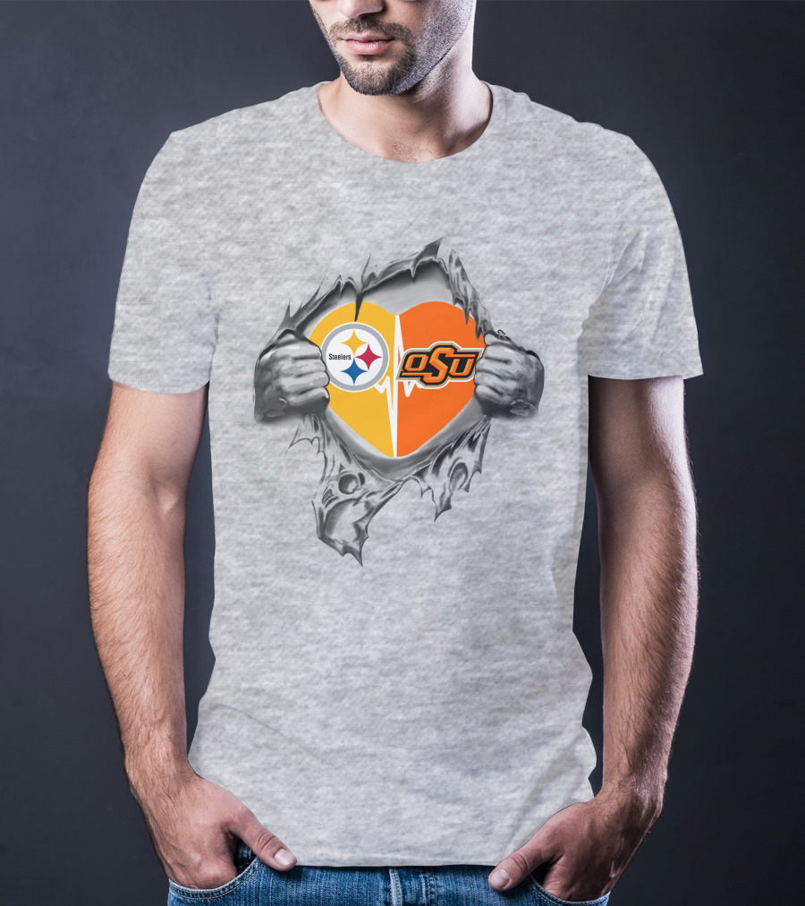 Steelers Oklahoma State Cowboys Heartbeat T-Shirt