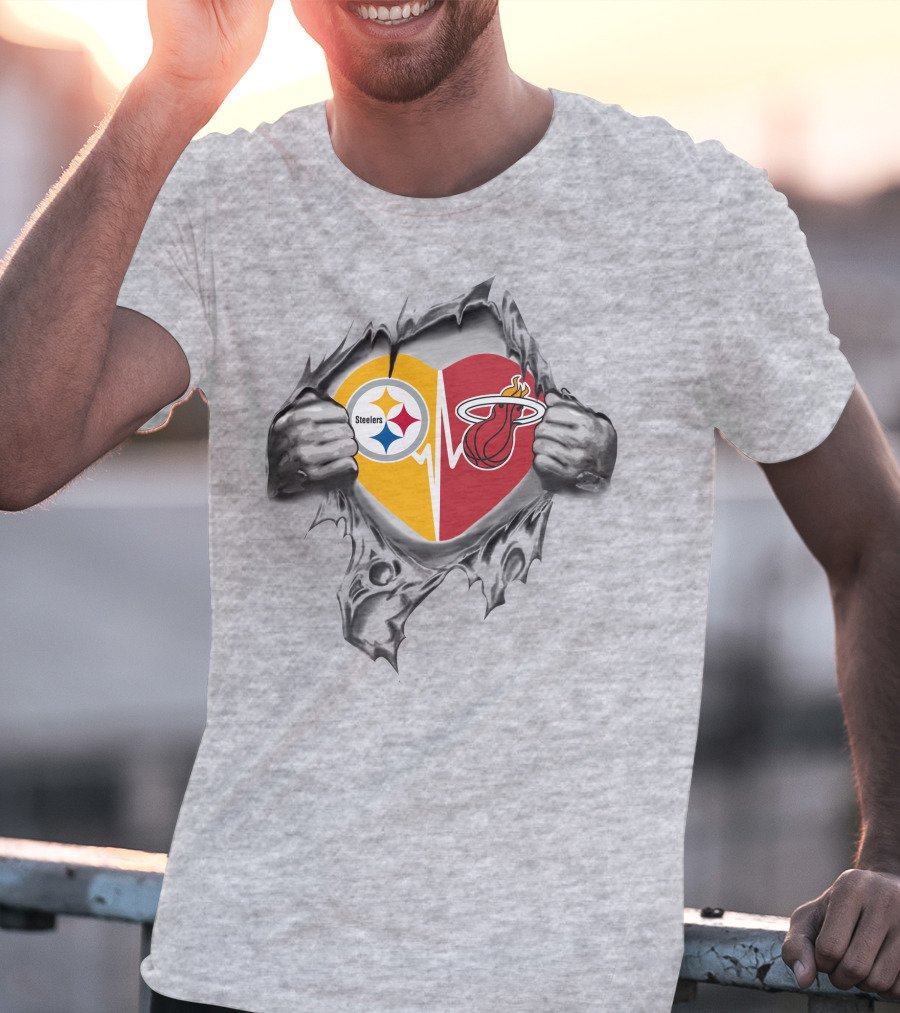 Steelers Miami Heat Heartbeat Passion T-Shirt