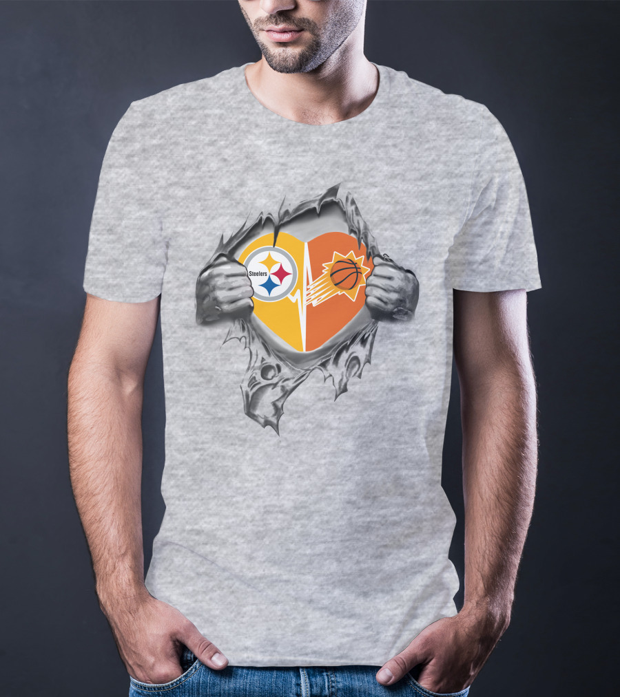 Steelers Phoenix Suns Heart Inside Rip T-Shirt