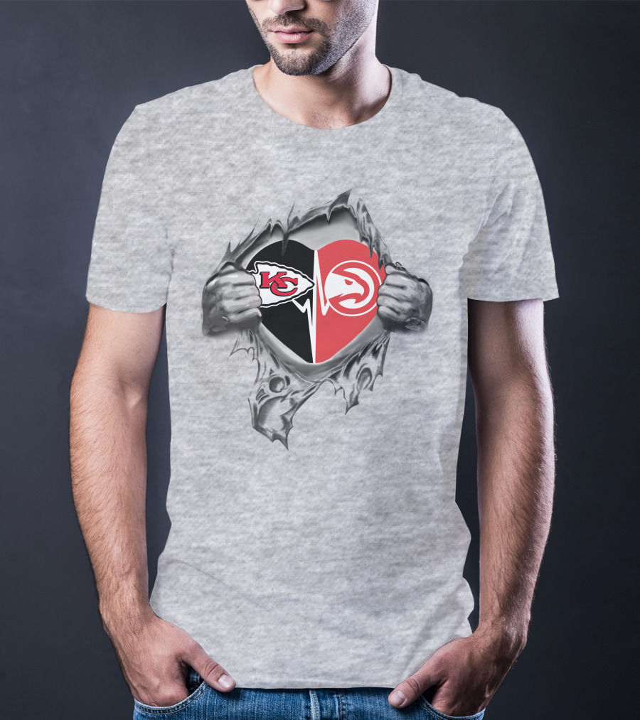 Chiefs Atlanta Hawks Heart Logo Combination T-Shirt