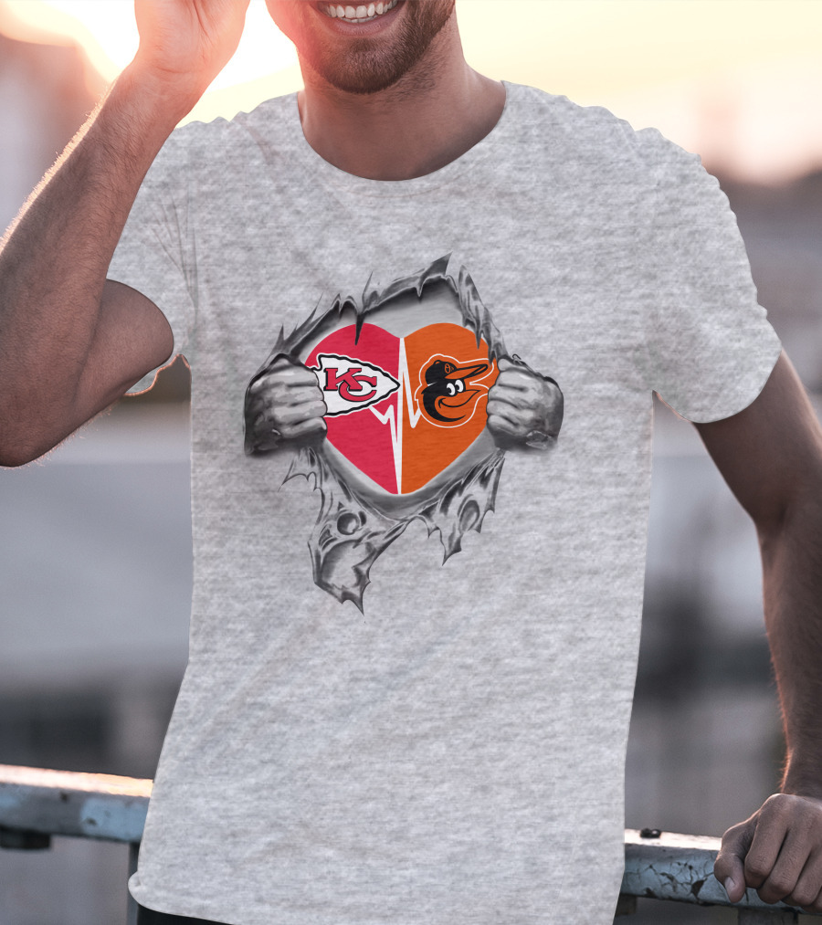 Chiefs Baltimore Orioles Heartbeat Passion T-Shirt