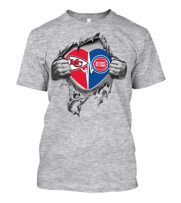 Chiefs Detroit Pistons Heart Torn Reveal T-Shirt