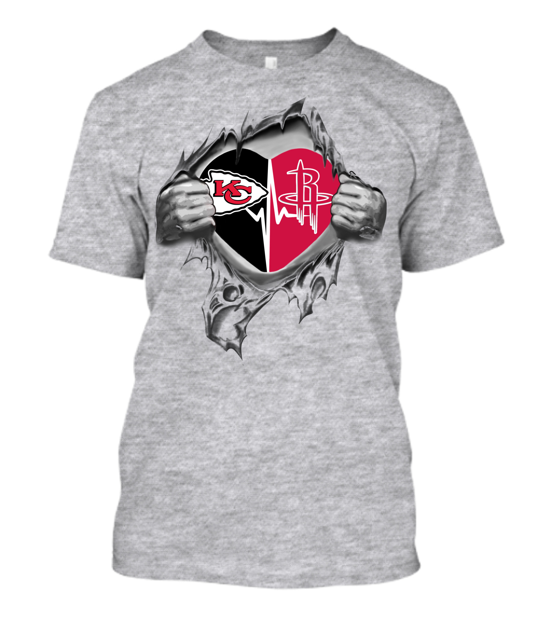 Chiefs Houston Rockets Heartbeat Dual Loyalty T-Shirt