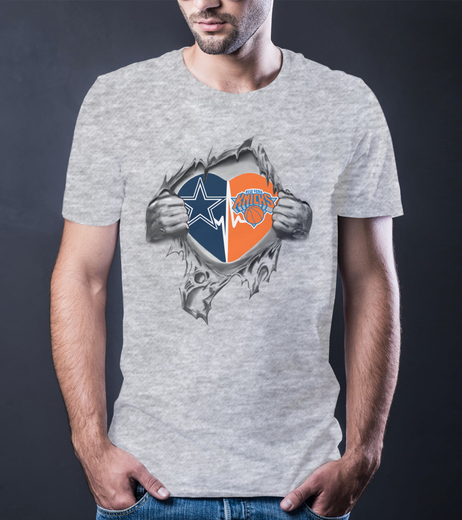Cowboys New York Knicks Heart Logo Split T-Shirt