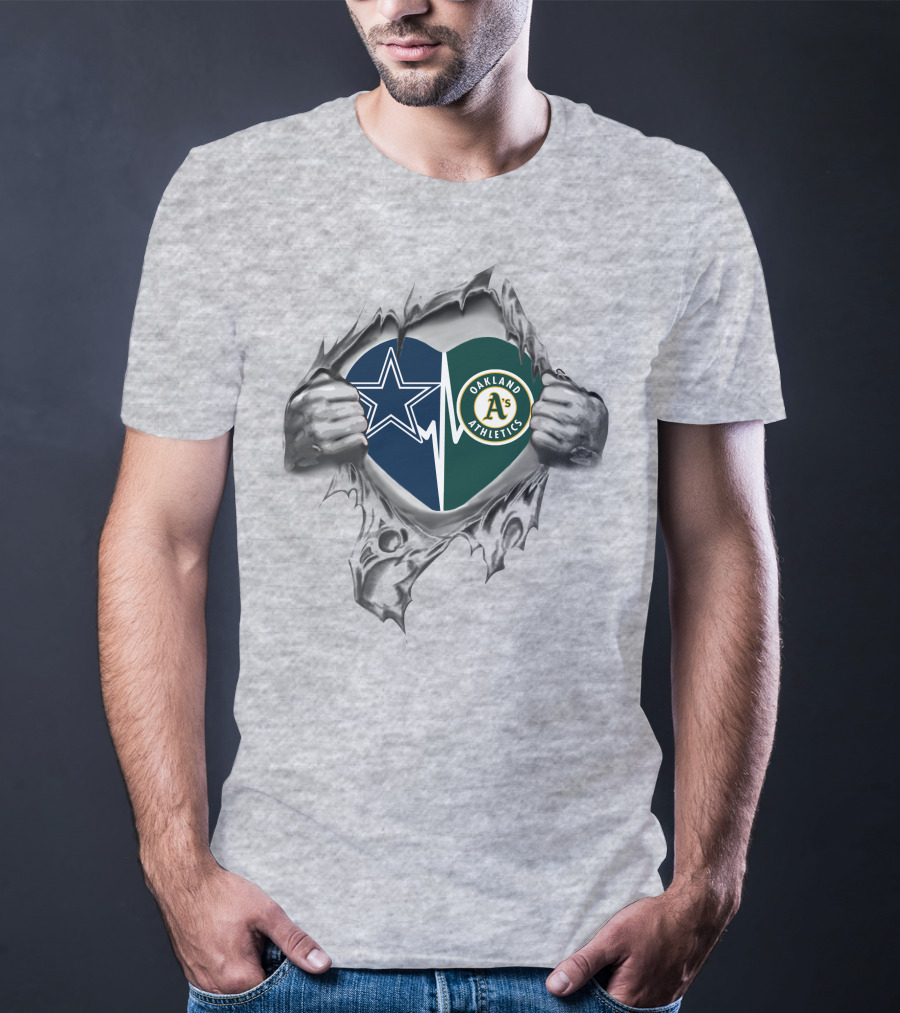 Cowboys Heart And Oakland Athletics Passion T-Shirt
