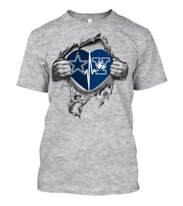 Cowboys Yale Bulldogs Star Heart Torn Metal T-Shirt