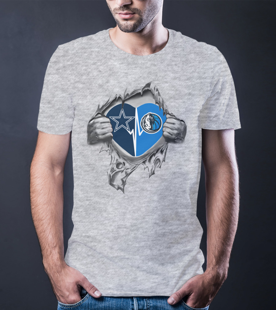 Cowboys Dallas Mavericks Heartbeat Fan Pride T-Shirt