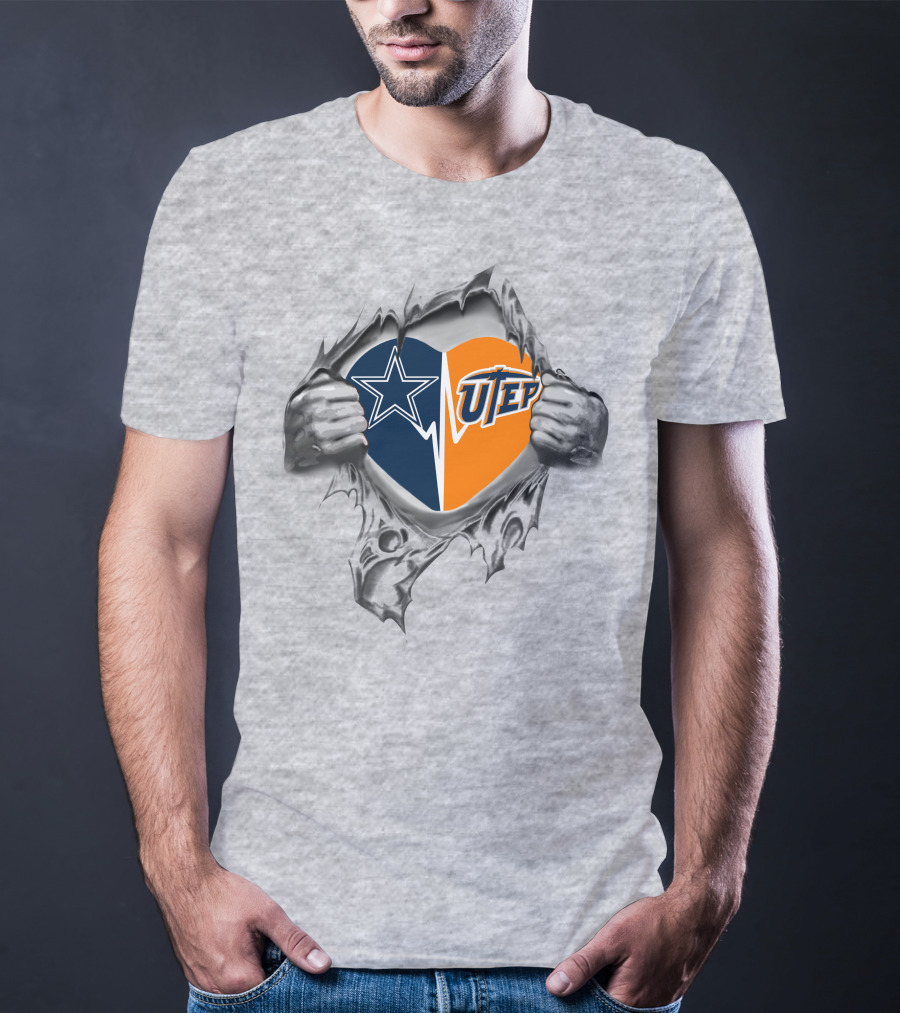 Cowboys Utep Heart Torn Graphic Image El Paso Miners T-Shirt