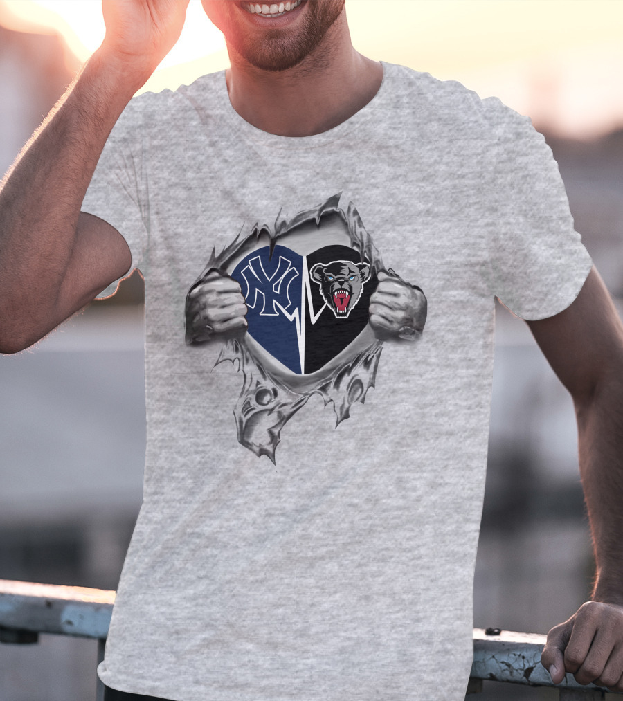 Yankees Maine Black Bears Heart Passion Fusion T-Shirt