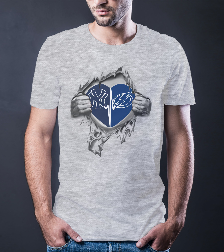 Yankees Tampa Bay Lightning Heartbeat Passion T-Shirt
