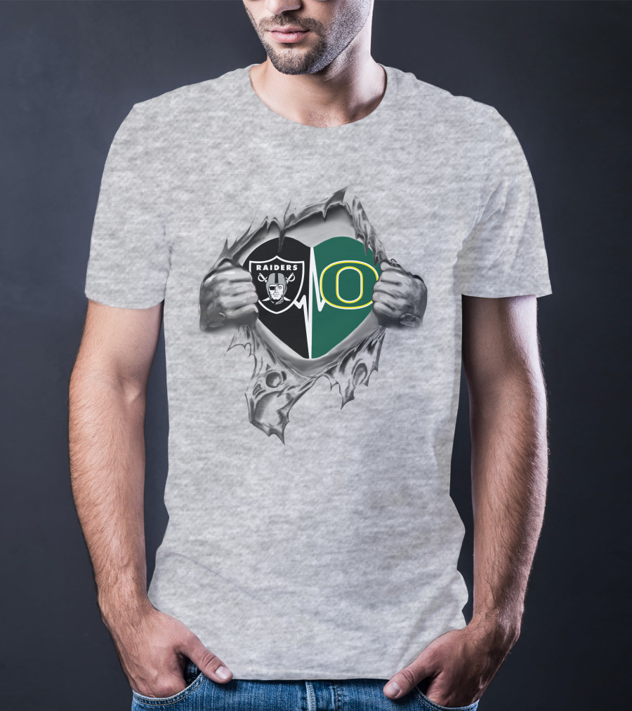Raiders Ducks Heartbeat Passion Raiders Logo Oregon O T-Shirt
