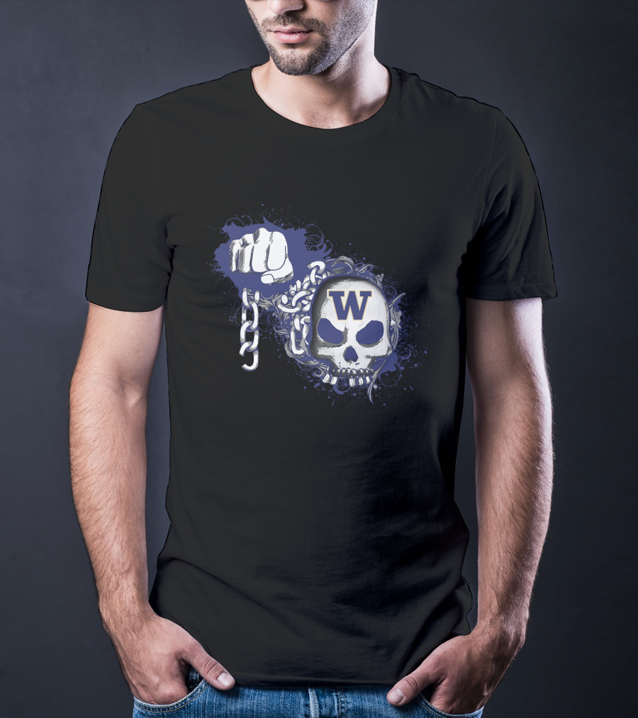 Washington Huskies Skull And Chain With Fist T-Shirt