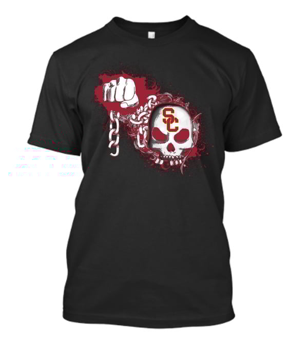 Usc Trojans Skull With Chain And Fist T-Shirt