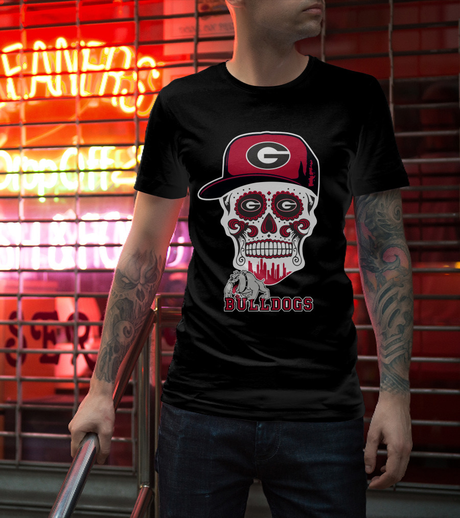 Georgia Bulldogs Skull Cap Funny Bulldogs T-Shirt
