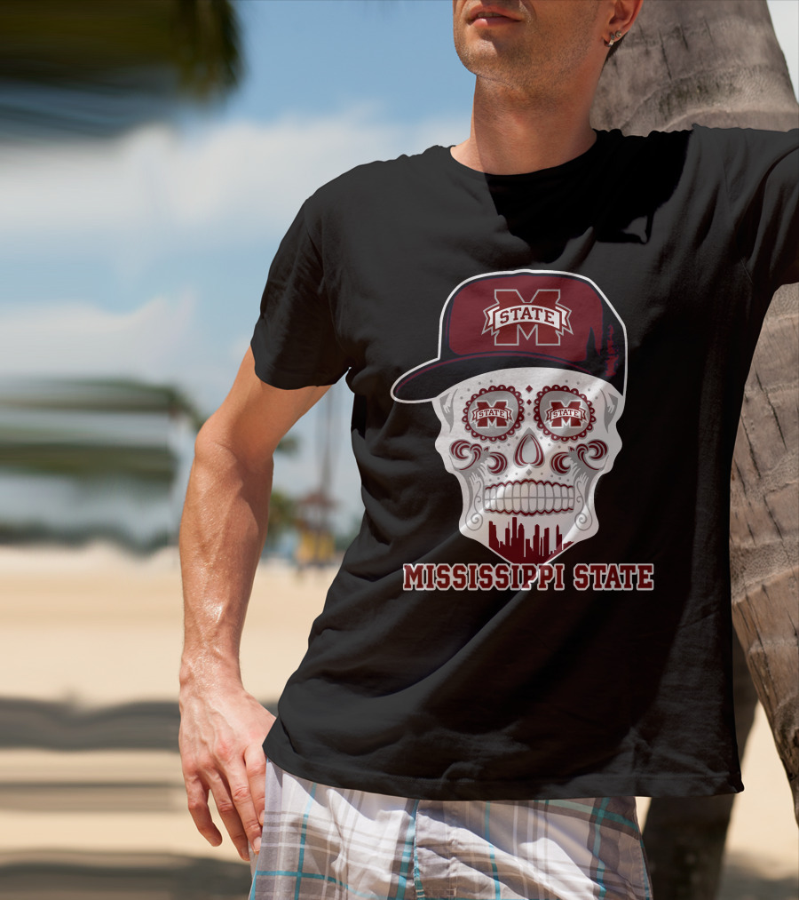 Mississippi State Bulldogs Skull With Hat 93 T-Shirt