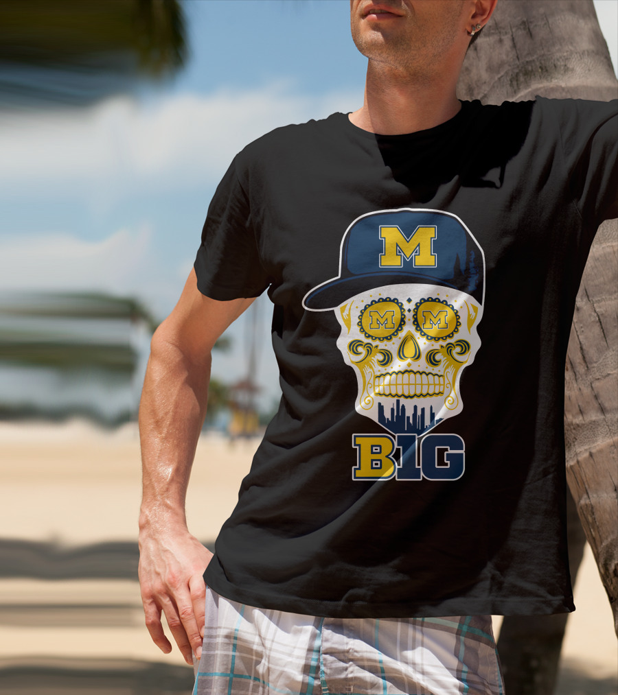 Michigan Wolverines Big Ten Skull Cap T-Shirt