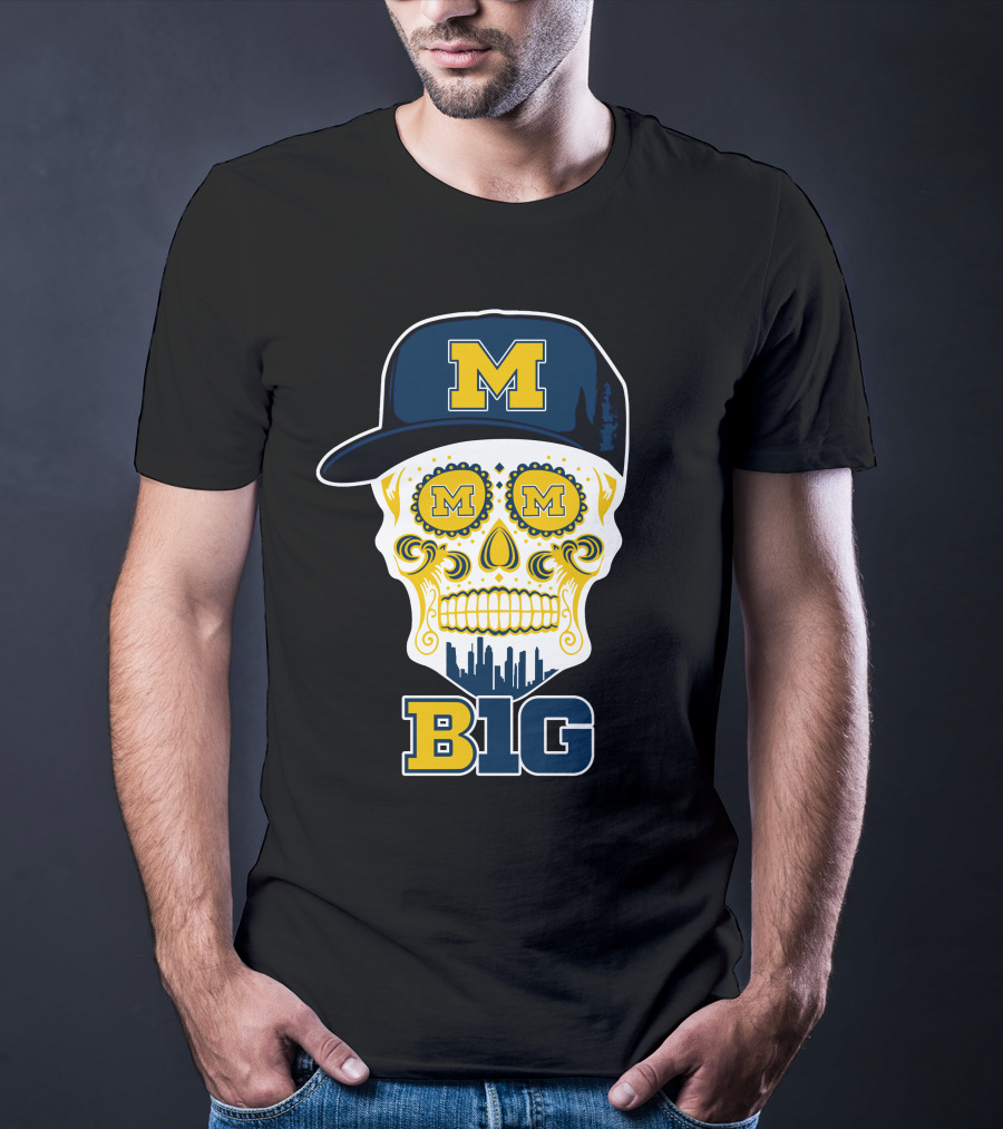 Michigan Wolverines Big Ten Skull Cap T-Shirt
