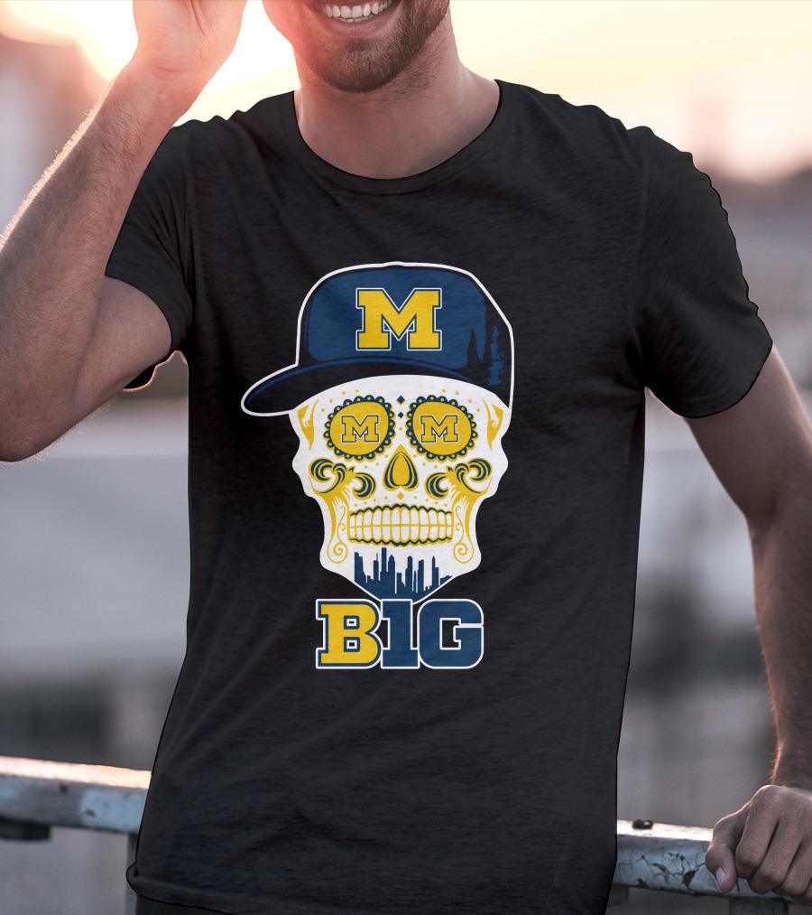 Michigan Wolverines Big Ten Skull Cap T-Shirt