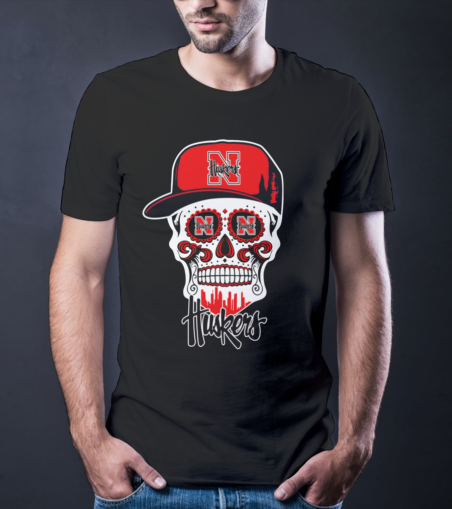 Nebraska Huskers Skull Hat Funny T-Shirt