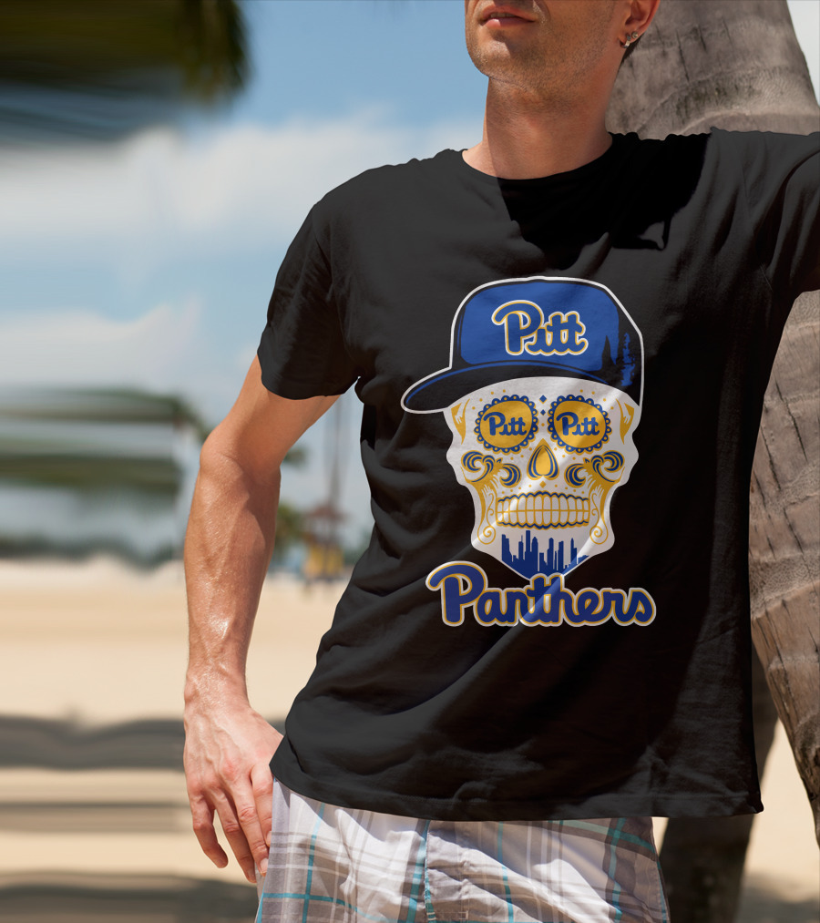 Pitt Panthers Skull With Hat Fun T-Shirt