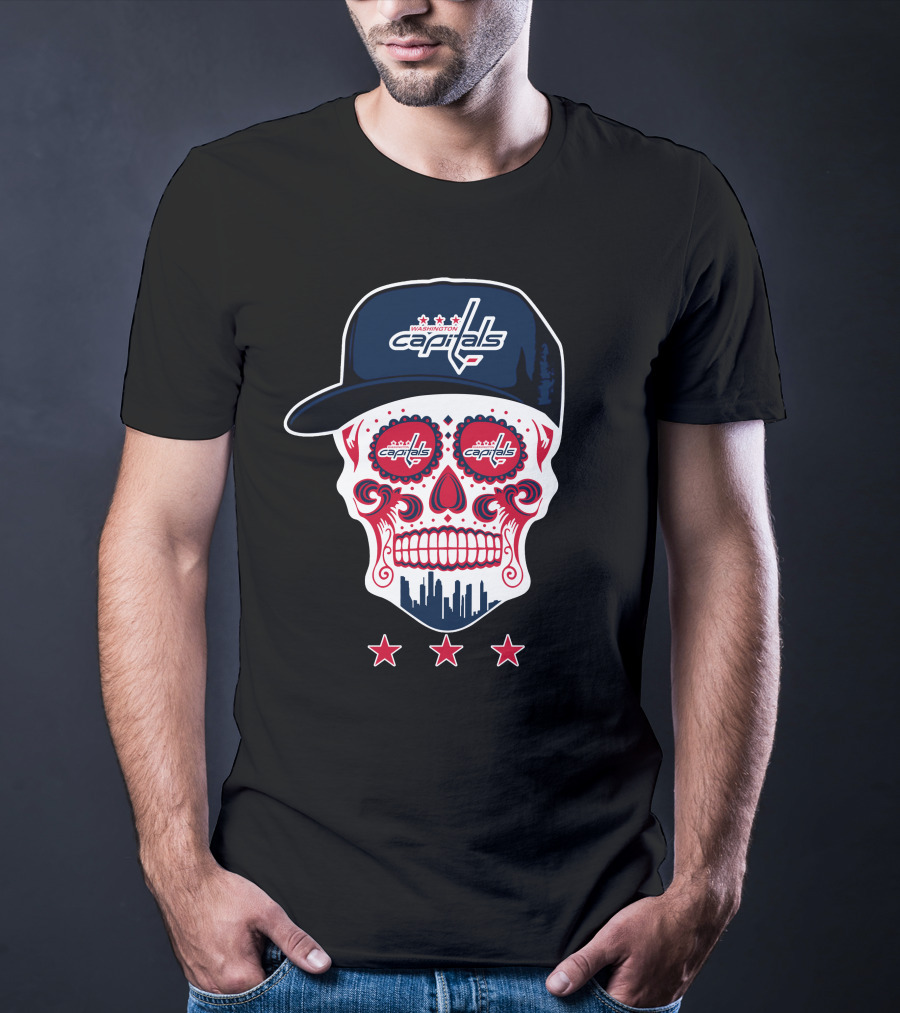 Washington Capitals Skull Design Playful Hockey Team T-Shirt
