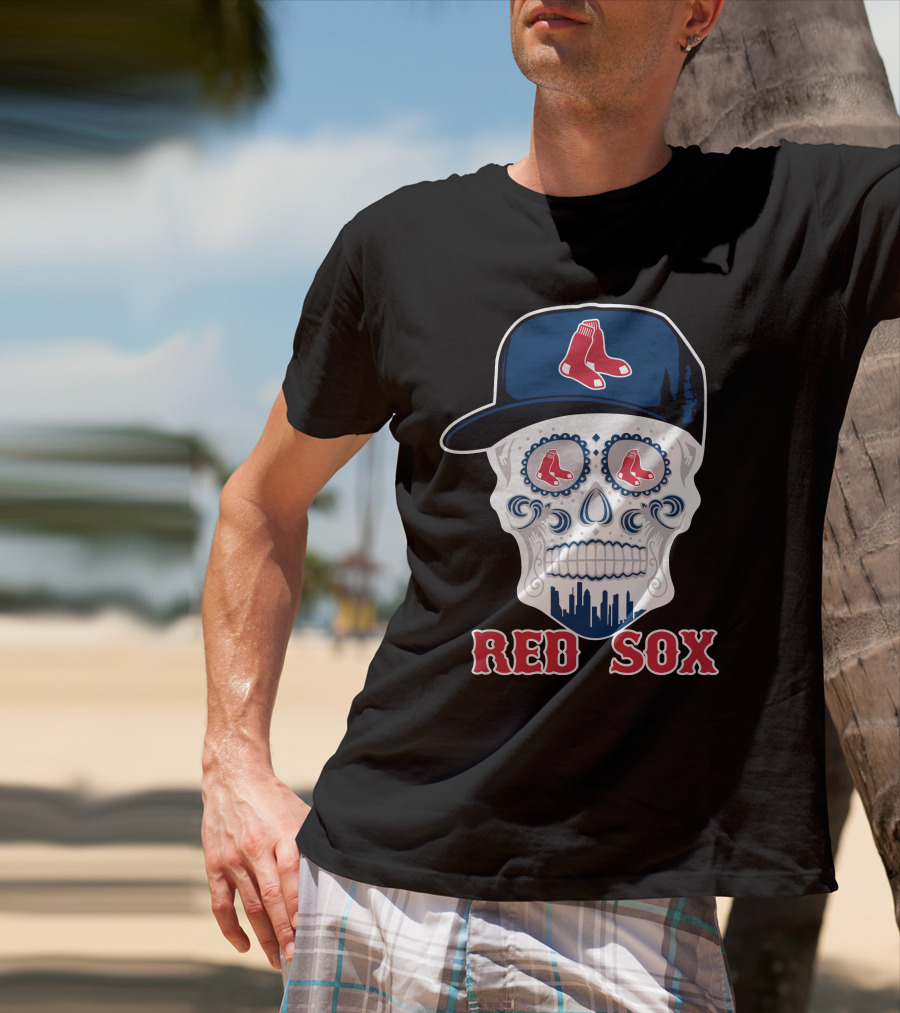 Boston Red Sox Skull With Hat T-Shirt