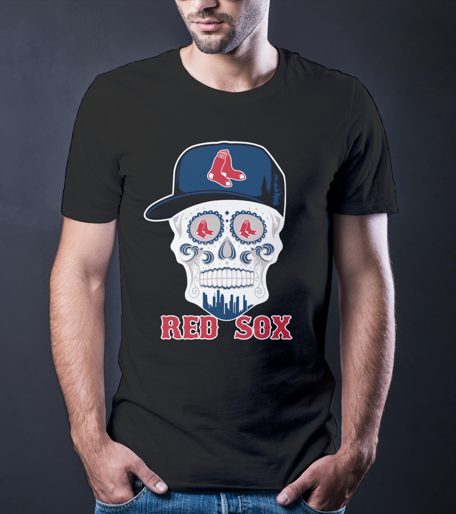 Boston Red Sox Skull With Hat T-Shirt