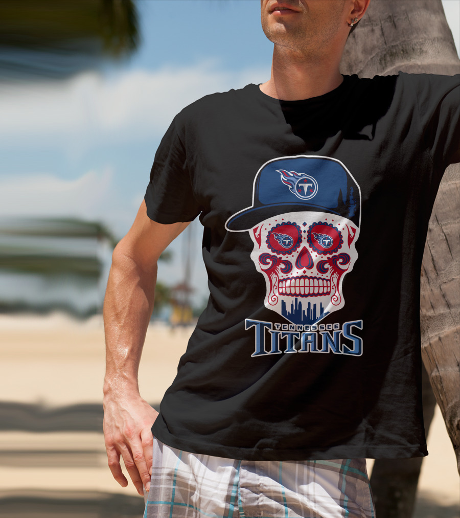 Tennessee Titans Skull Design Football Theme T-Shirt