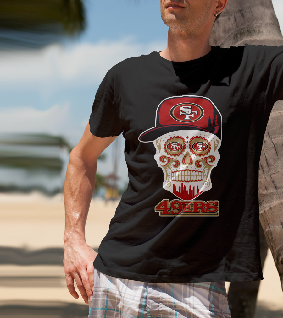 Sf 49ers Skull With Cap 49ers T-Shirt
