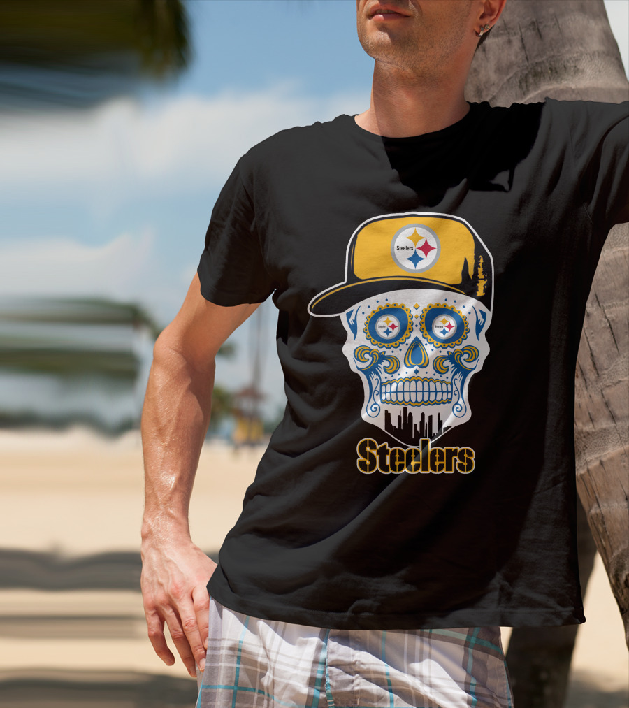 Pittsburgh Steelers Skull City Skyline Snapback T-Shirt