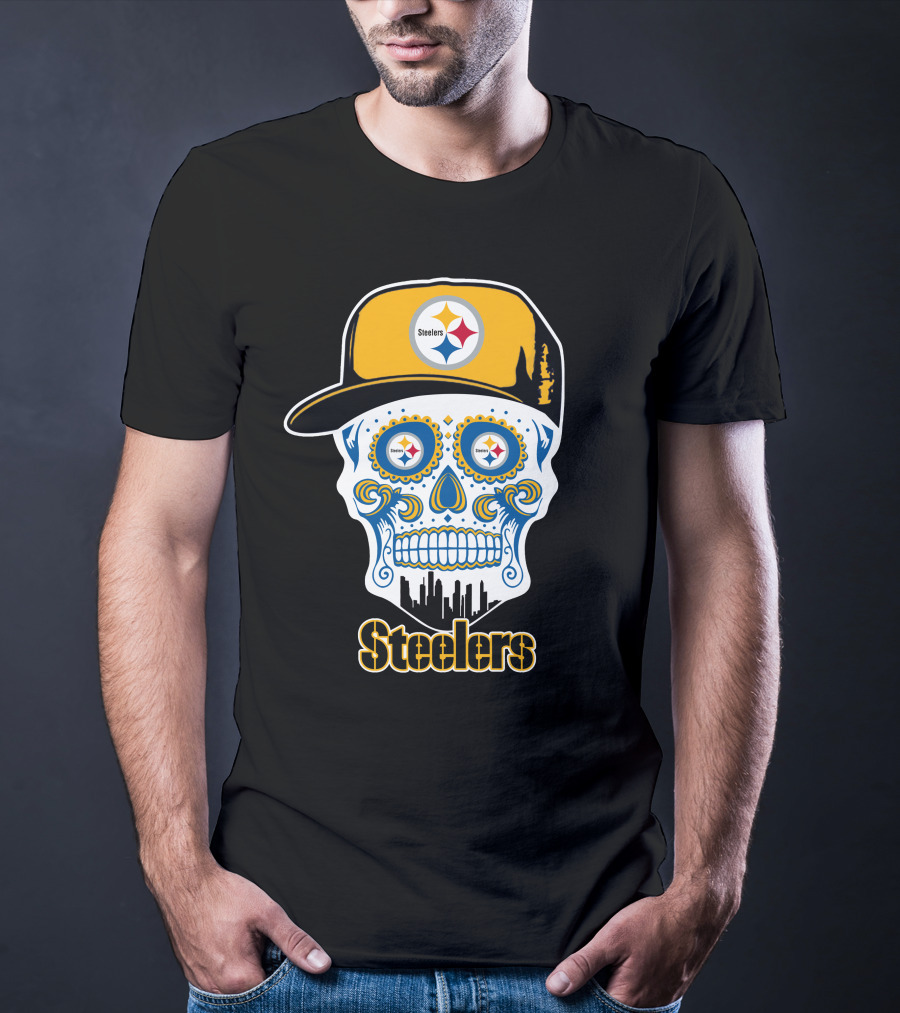 Pittsburgh Steelers Skull City Skyline Snapback T-Shirt