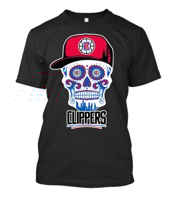 La Clippers Skull Cap Basketball Skyline T-Shirt