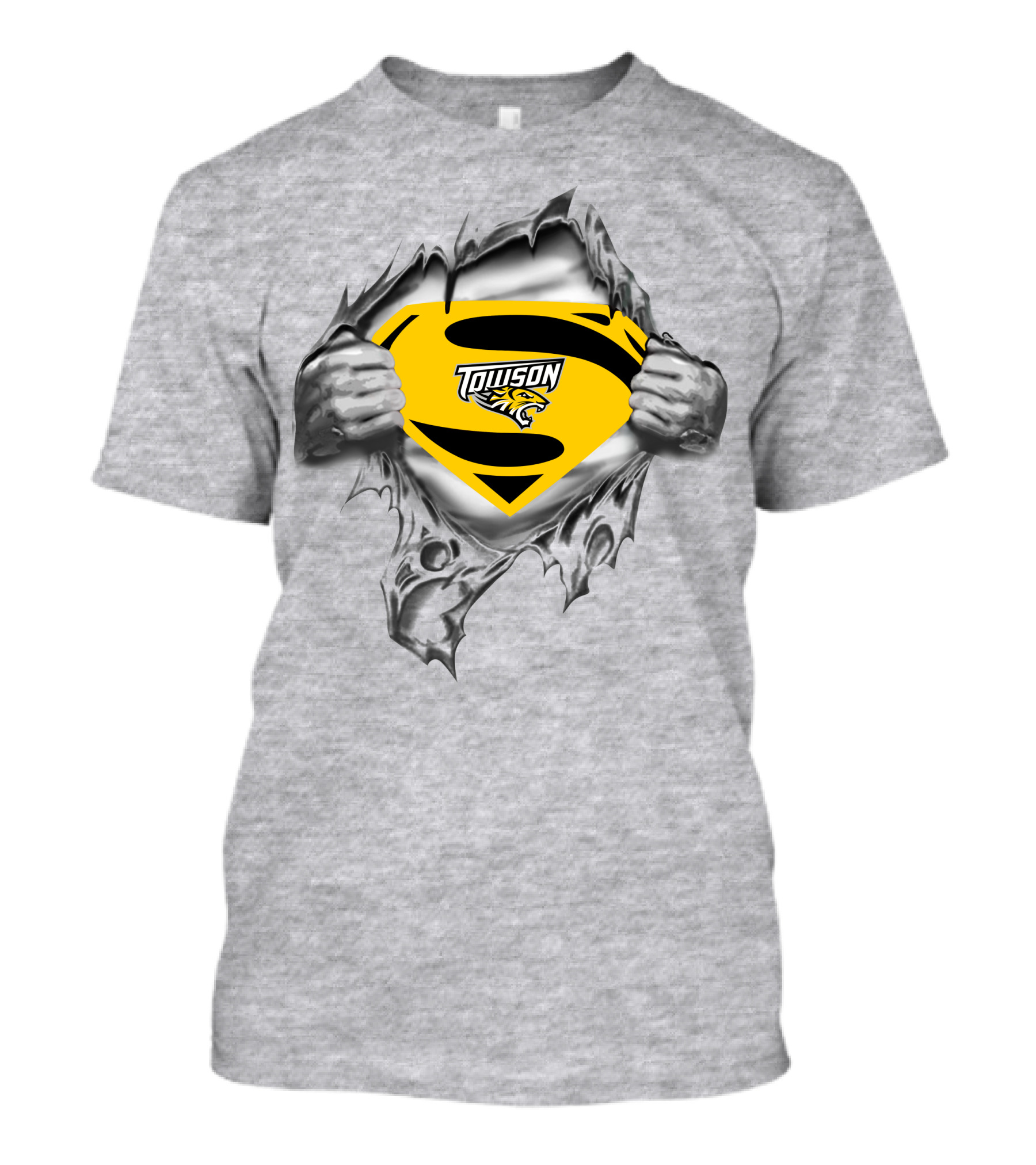 Towson Tigers Superman Logo Rip T-Shirt